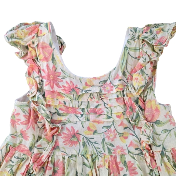 Joie Baby Girls 3T Floral Ruffle Dress with Lining & Crochet Hem - Picture 2 of 10
